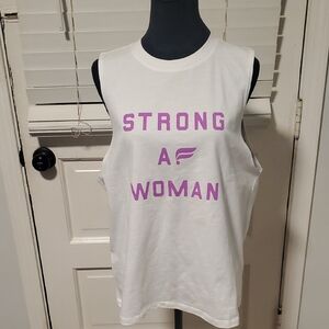 Fabletics White Muscle Tee with Purple Graphic NWT